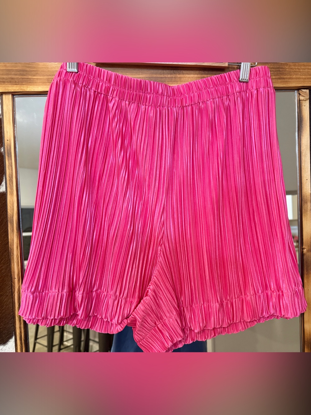 Impressions High-Waist Pleated Shorts in Hot Pink
